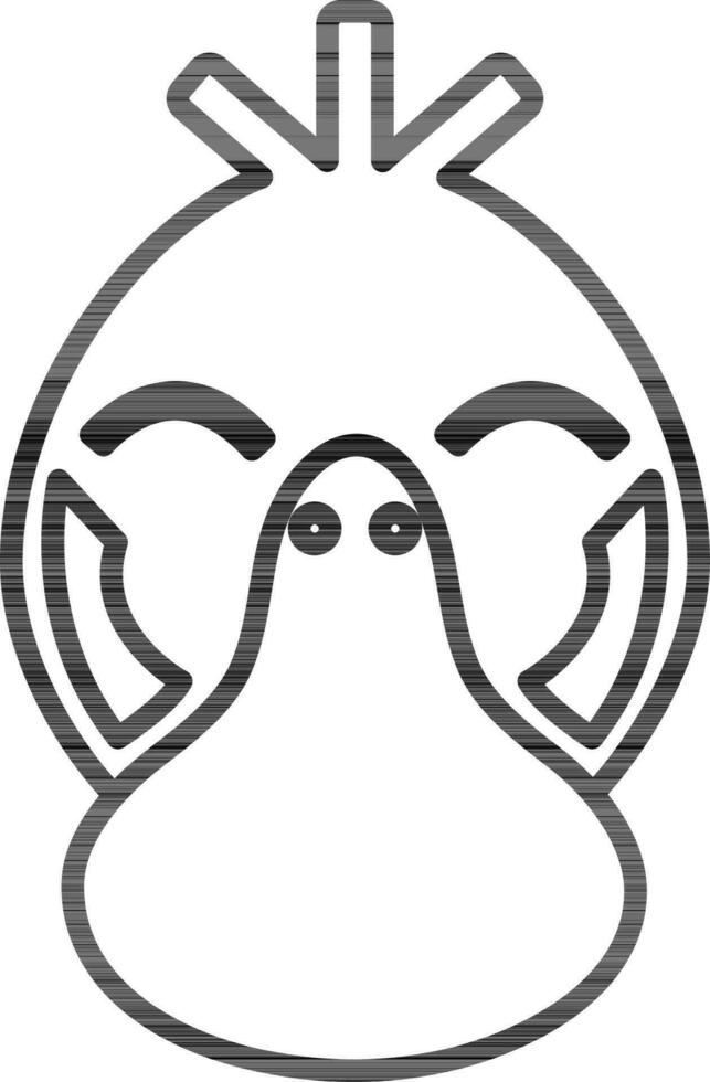 Flat style psyduck made by black line art. vector