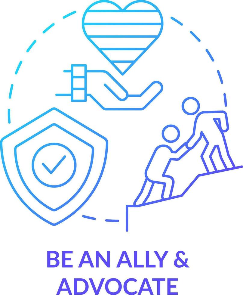 Be ally and advocate blue gradient concept icon. Stop transphobia. Supporting gender identity abstract idea thin line illustration. Isolated outline drawing vector
