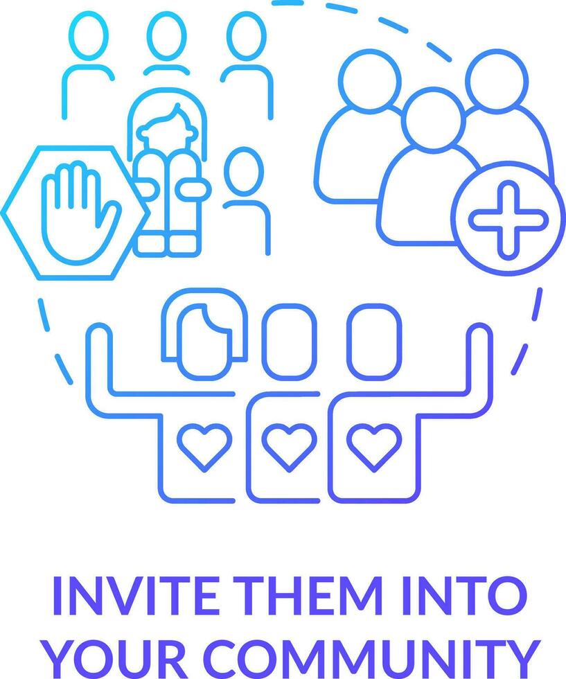 Invite them into your community blue gradient concept icon. Embrace inclusion. Support LGBTQ seniors abstract idea thin line illustration. Isolated outline drawing vector