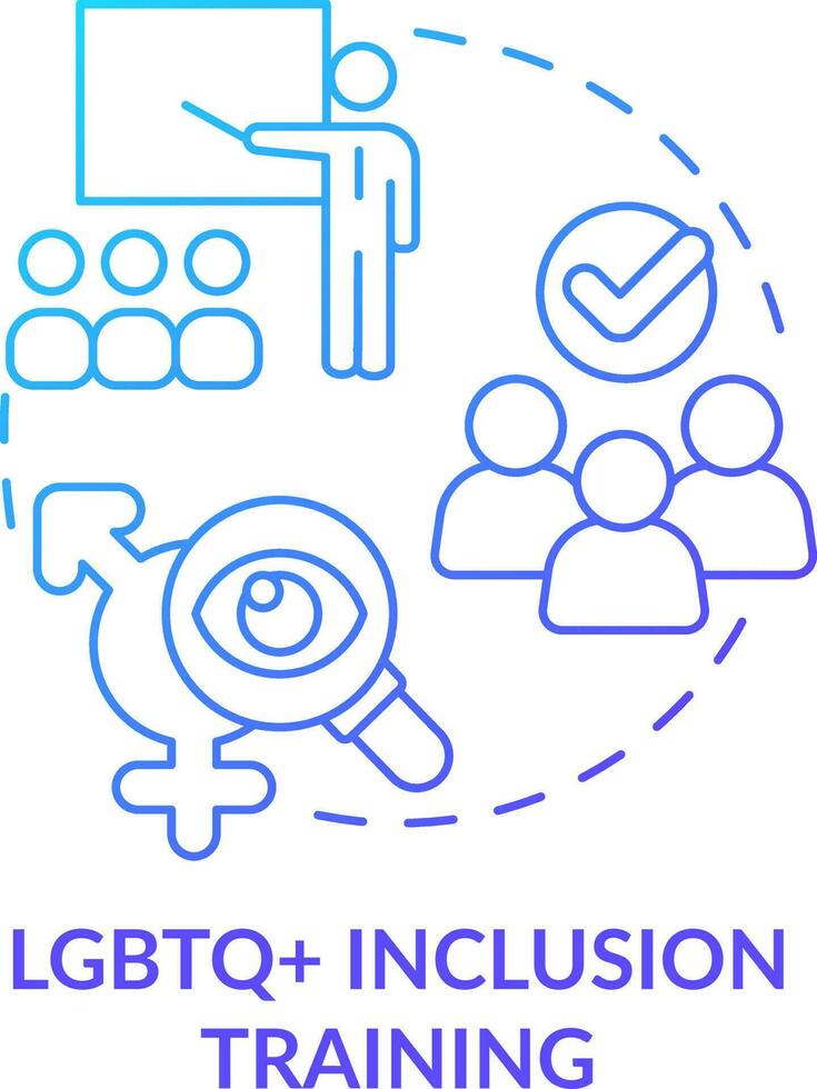 LGBTQ inclusion training blue gradient concept icon. Educate staff. Creating comfortable workplace abstract idea thin line illustration. Isolated outline drawing vector