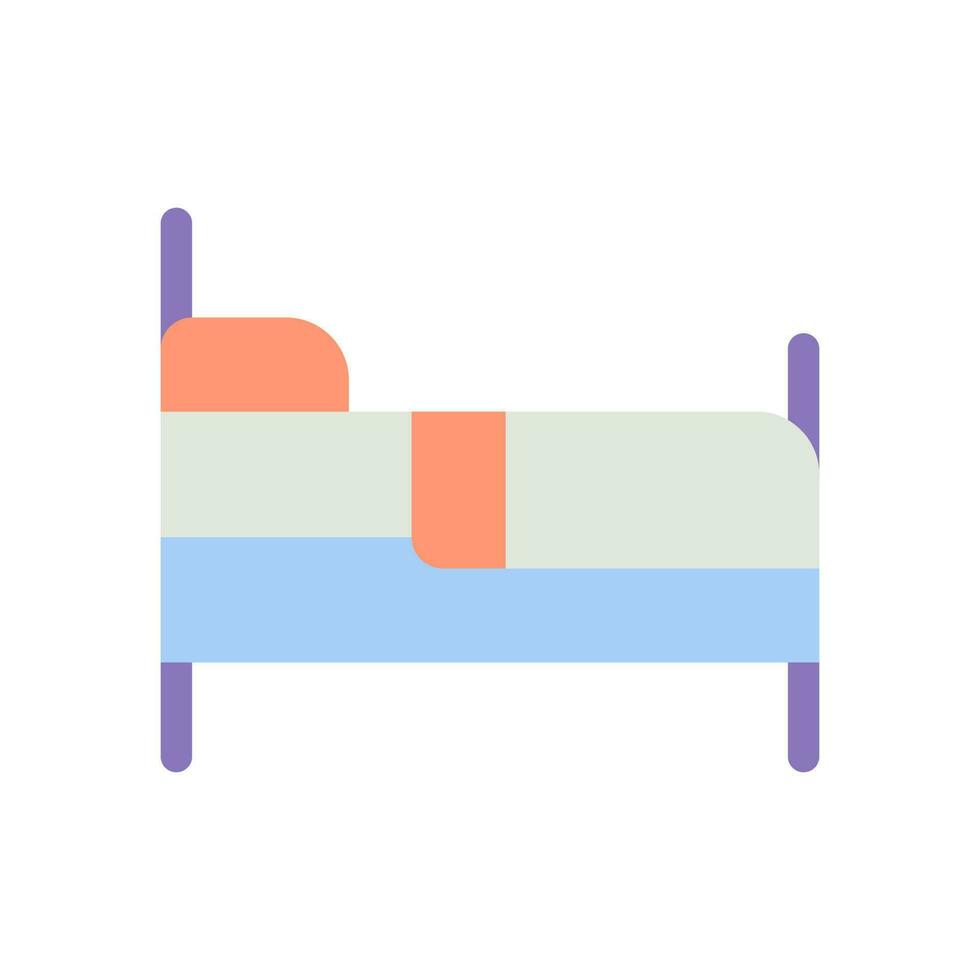 hallazgo cama a dormir plano color ui icono. GPS navegación. descanso zona y hotel. Vagabundo refugio. sencillo lleno elemento para móvil aplicación vistoso sólido pictograma. vector aislado rgb ilustración