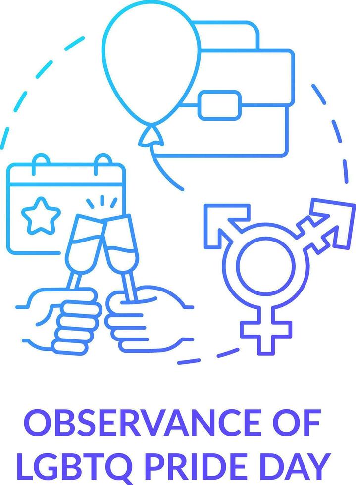 Observance of LGBTQ pride day blue gradient concept icon. Corporate event. Creating inclusive workplace abstract idea thin line illustration. Isolated outline drawing vector