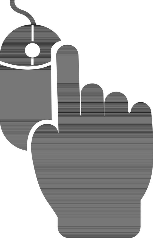 Glyph icon of Click hand gesture with computer mouse. vector