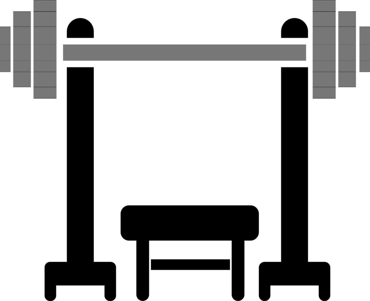 Barbell with Bench or Health and Fitness icon. vector