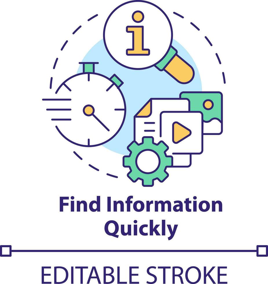 Find information quickly concept icon. Easy access to data. Expectation from content abstract idea thin line illustration. Isolated outline drawing. Editable stroke vector