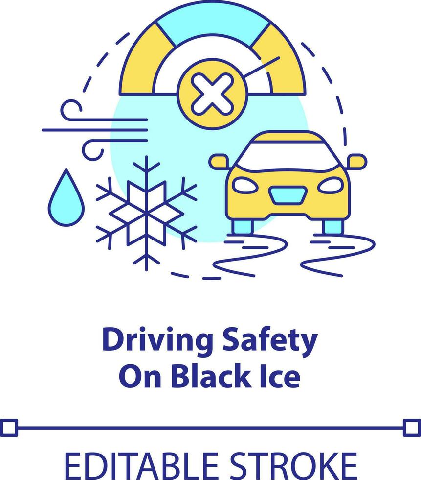 Driving safety on black ice concept icon. Move straight. Situational driving safety abstract idea thin line illustration. Isolated outline drawing. Editable stroke vector