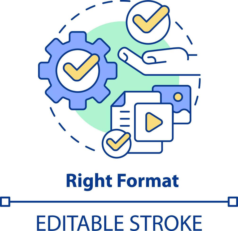 Right format concept icon. Advertising material type. Content tip abstract idea thin line illustration. Isolated outline drawing. Editable stroke vector