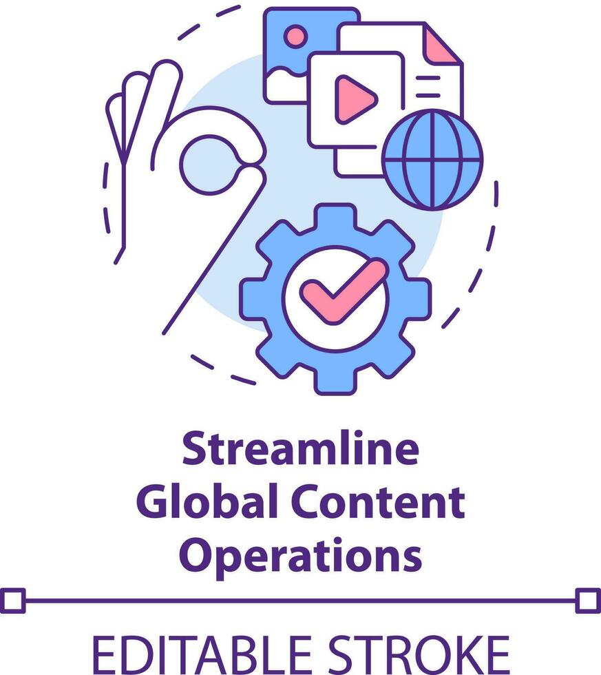 Streamline global content operations concept icon. Design strategy abstract idea thin line illustration. Isolated outline drawing. Editable stroke vector