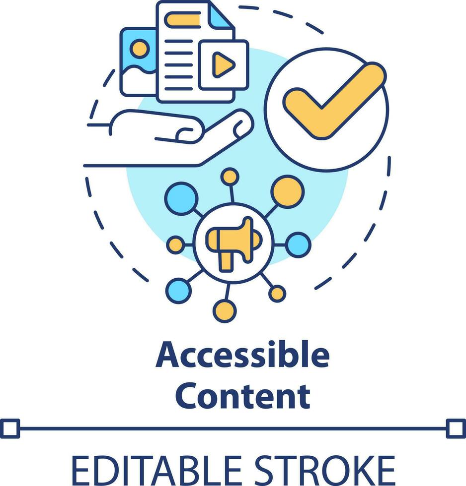 Accessible content concept icon. Multiple communication channels. Data requirement abstract idea thin line illustration. Isolated outline drawing. Editable stroke vector