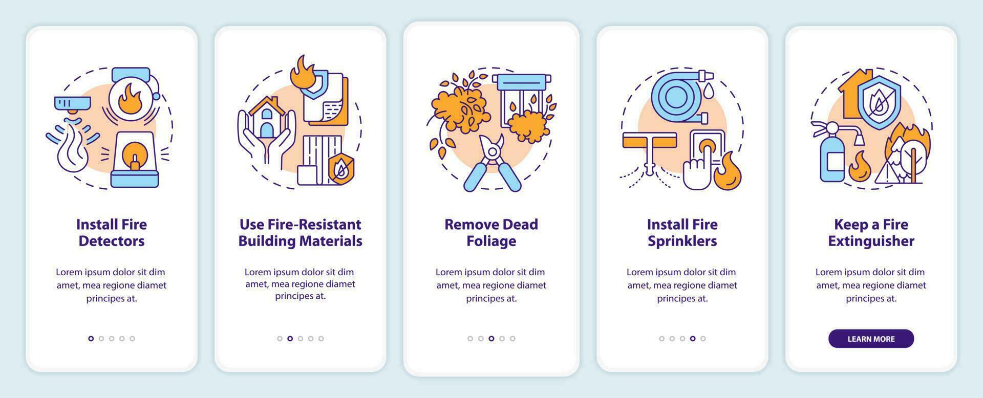 salvaje fuego la seguridad inducción móvil aplicación pantalla. Instalar en pc fuego detectores recorrido 5 5 pasos editable gráfico instrucciones con lineal conceptos. ui, ux, gui modelo vector