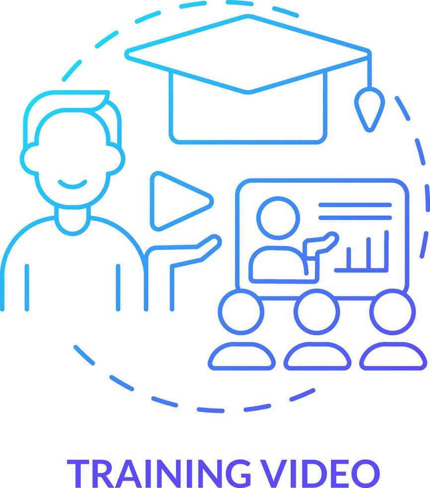 Training video blue gradient concept icon. Microlearning video example abstract idea thin line illustration. Online streaming. Live webinar. Isolated outline drawing vector