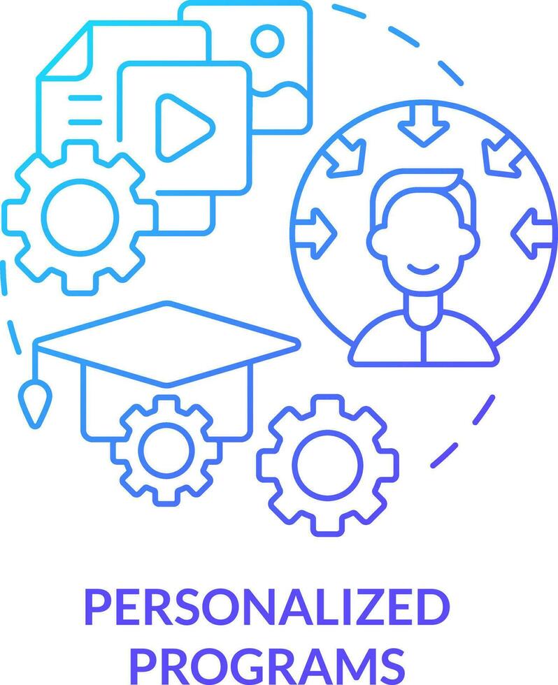 Personalized programs blue gradient concept icon. Microlearning practice abstract idea thin line illustration. Manage courses. Customize learning. Isolated outline drawing vector