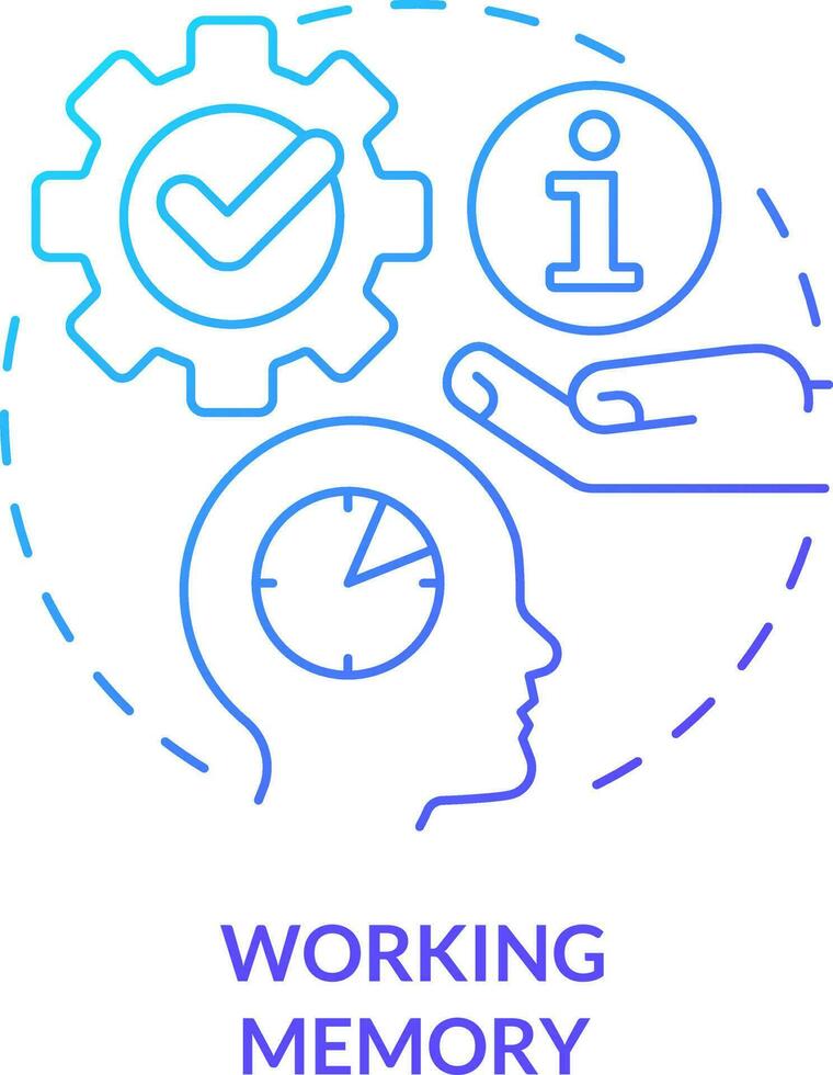 Working memory blue gradient concept icon. Microlearning process abstract idea thin line illustration. Limited human memory. Short term. Isolated outline drawing vector