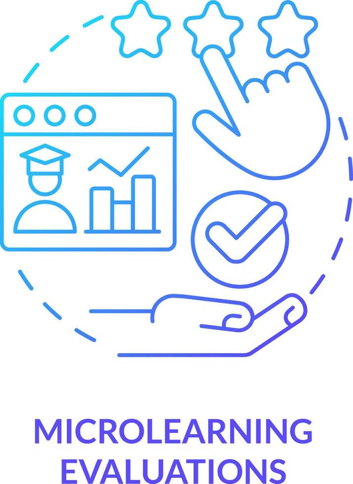 Microlearning evaluations blue gradient concept icon. Micro learning module abstract idea thin line illustration. Performance assessment. Isolated outline drawing vector