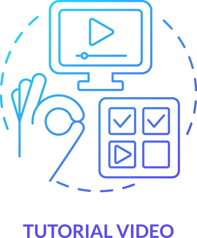 Tutorial video blue gradient concept icon. Microlearning video type abstract idea thin line illustration. Improve skills. Instructional method. Isolated outline drawing vector