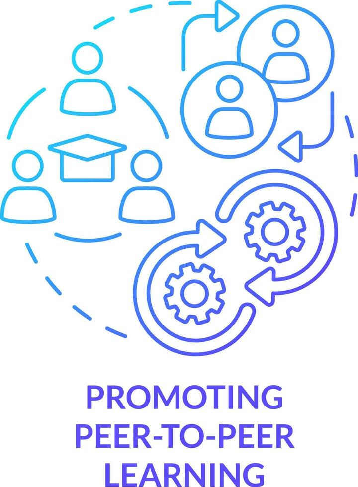 Promoting peer-to-peer learning blue gradient concept icon. Microtraining advantage abstract idea thin line illustration. Collaboration. Isolated outline drawing vector