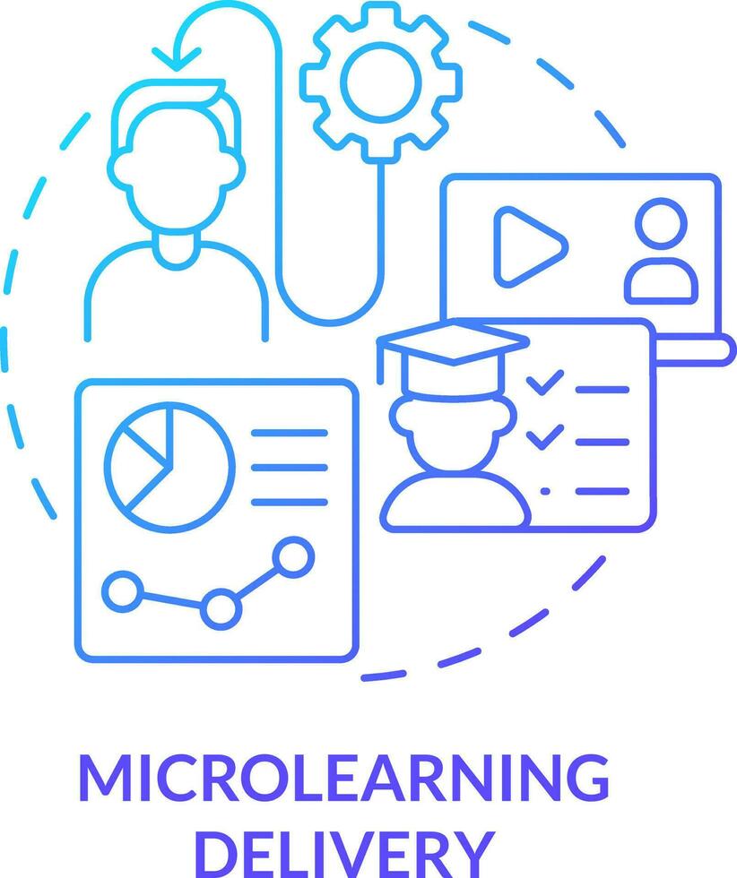 Microlearning delivery blue gradient concept icon. Micro learning module abstract idea thin line illustration. Online educational platforms. Isolated outline drawing vector
