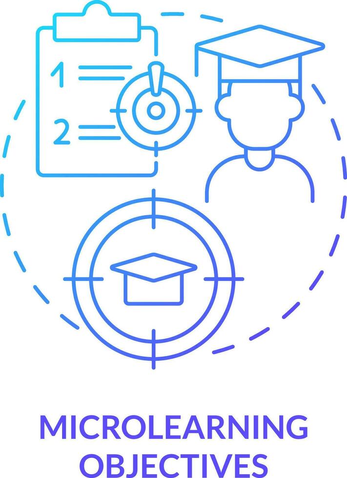 microaprendizaje objetivos azul degradado concepto icono. micro aprendizaje módulo resumen idea Delgado línea ilustración. dirigido información. aislado contorno dibujo vector