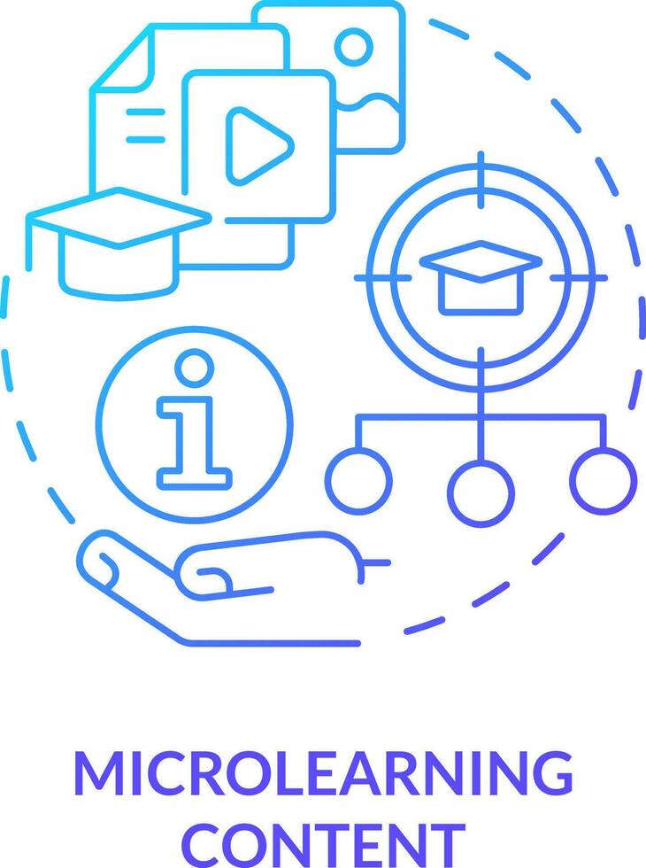 Microlearning content blue gradient concept icon. Micro learning component abstract idea thin line illustration. Short elearning sessions. Isolated outline drawing vector