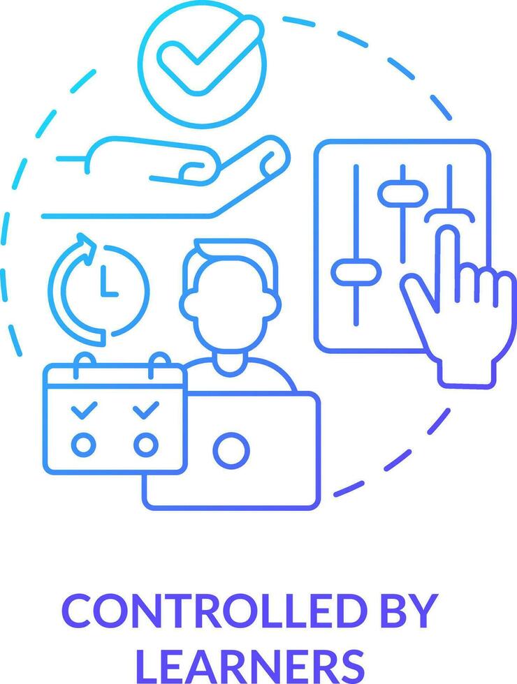 revisado por aprendices azul degradado concepto icono. microaprendizaje método resumen idea Delgado línea ilustración. estudiante yo gestión. aislado contorno dibujo vector