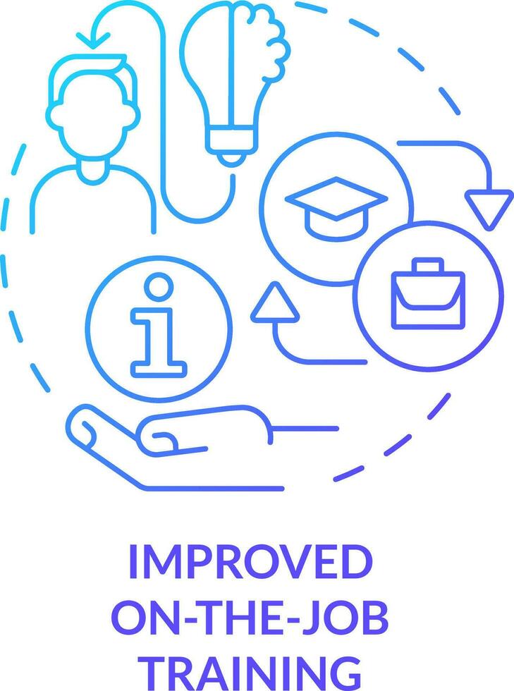 Improved on-the-job training blue gradient concept icon. Microlearning benefit abstract idea thin line illustration. Employee knowledge. Isolated outline drawing vector