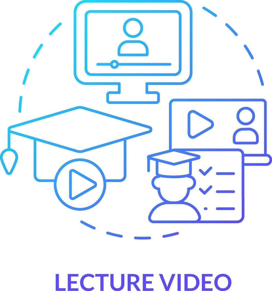 Lecture video blue gradient concept icon. Microlearning example abstract idea thin line illustration. Pedagogical tool. Online course. Isolated outline drawing vector