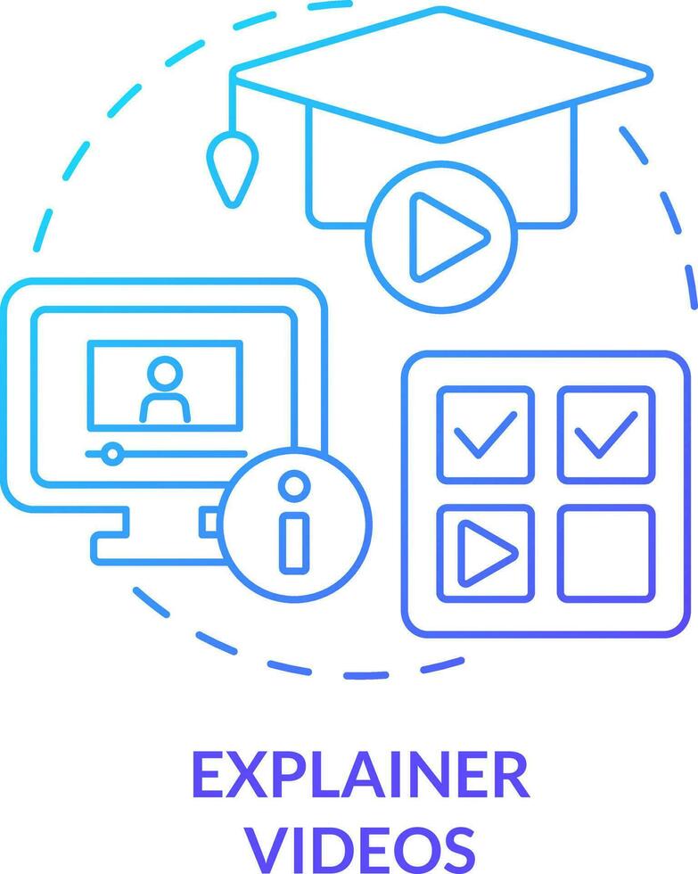 Explainer videos blue gradient concept icon. Microlearning way abstract idea thin line illustration. Small duration of content. Tutorials. Isolated outline drawing vector