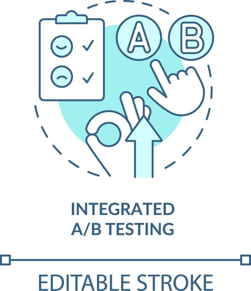 Integrated AB testing turquoise concept icon. Customer engagement platform feature abstract idea thin line illustration. Isolated outline drawing. Editable stroke vector