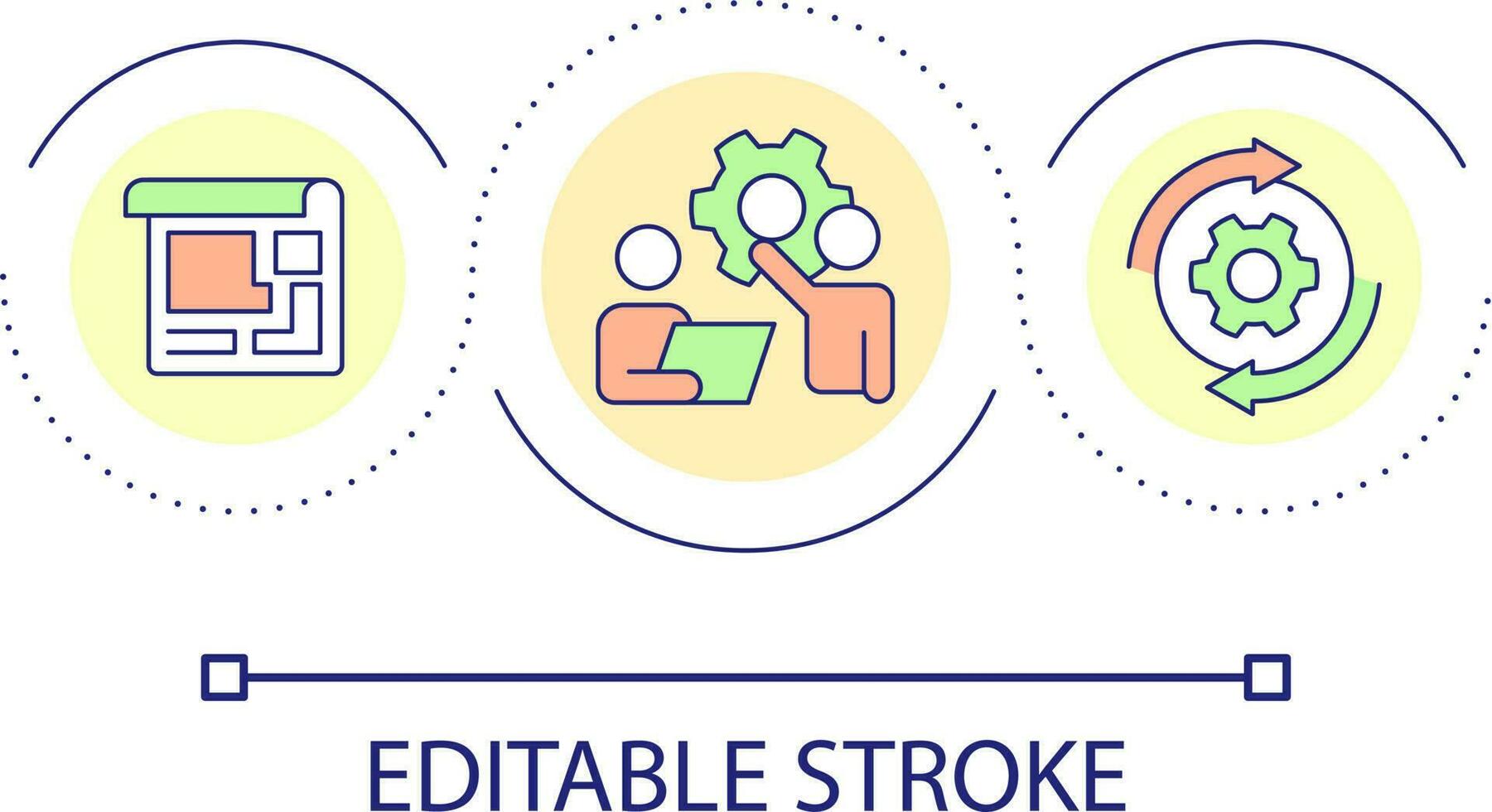 Expert analytics of database loop concept icon. Corporate organization. Strategy building abstract idea thin line illustration. Isolated outline drawing. Editable stroke vector