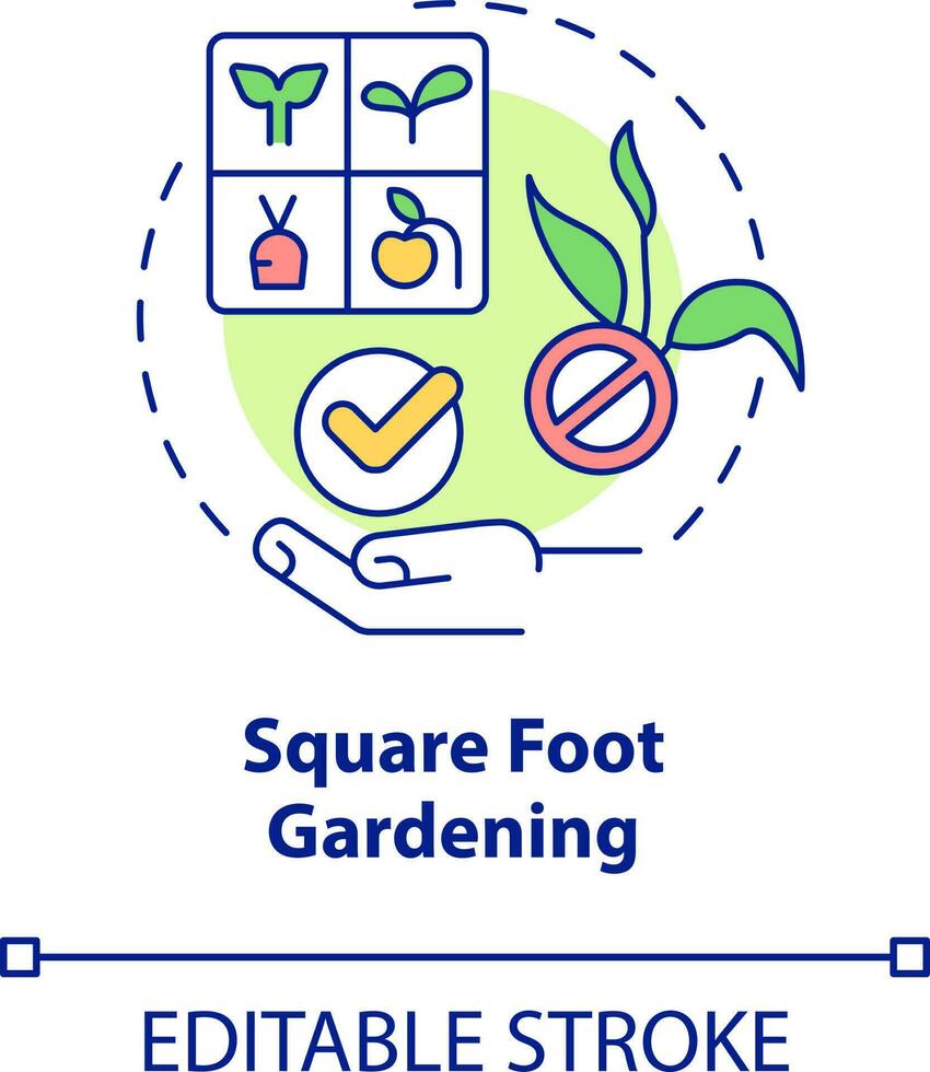 Square foot gardening concept icon. Divide into small parts. Gardening method abstract idea thin line illustration. Isolated outline drawing. Editable stroke vector