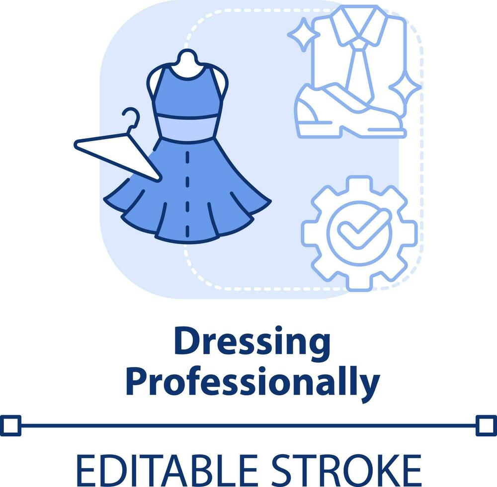 Dressing professionally light blue concept icon. Job interview success abstract idea thin line illustration. Formal attire. Isolated outline drawing. Editable stroke vector