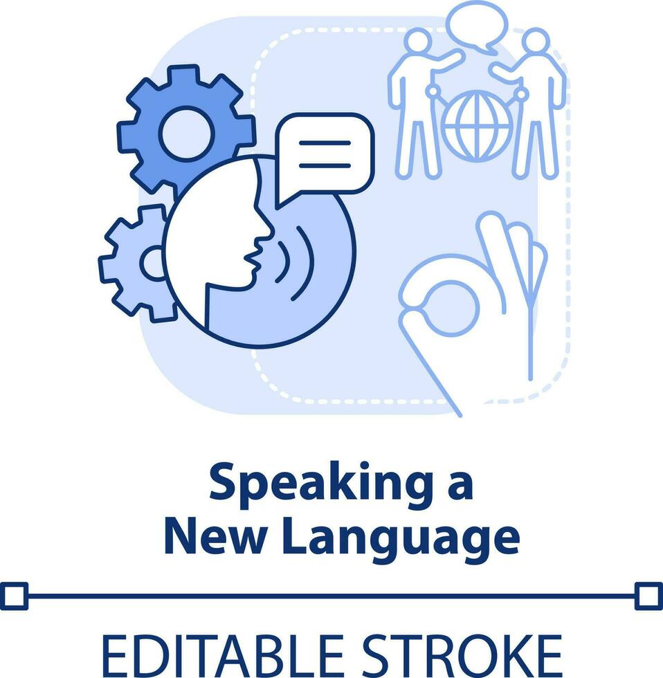 Speaking new language light blue concept icon. Personal development abstract idea thin line illustration. Foreign language. Isolated outline drawing. Editable stroke vector