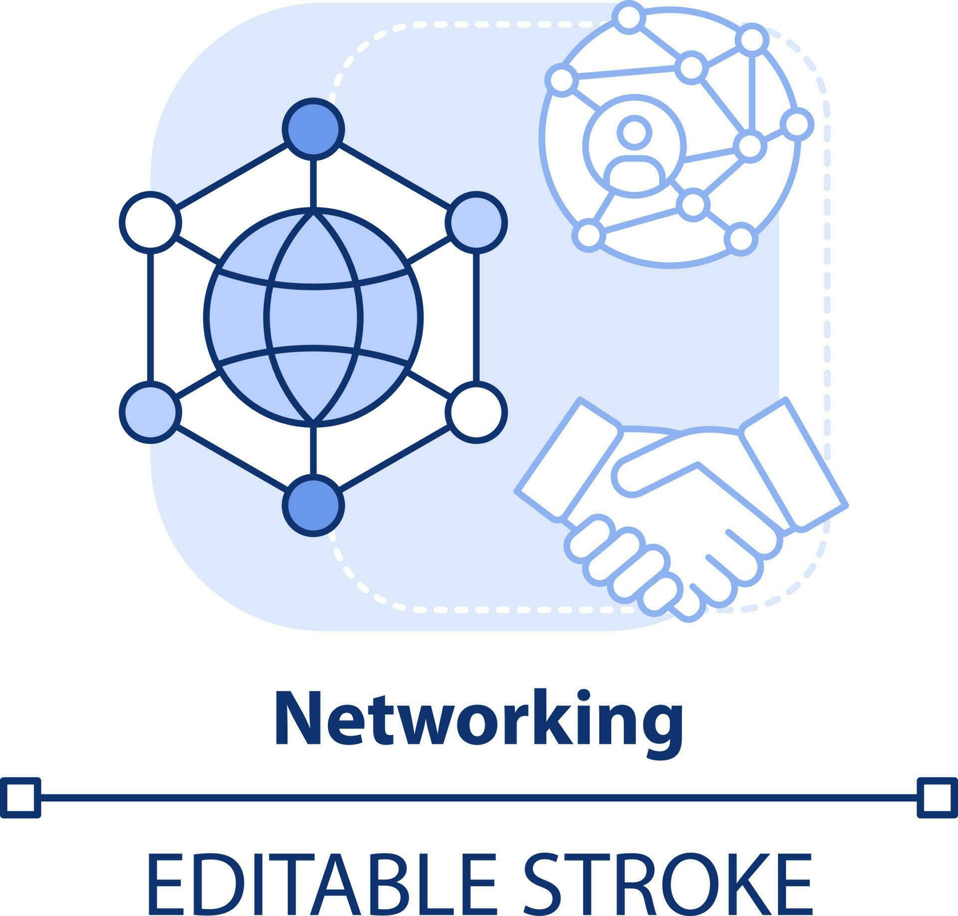 Networking light blue concept icon. Life skill abstract idea thin line
