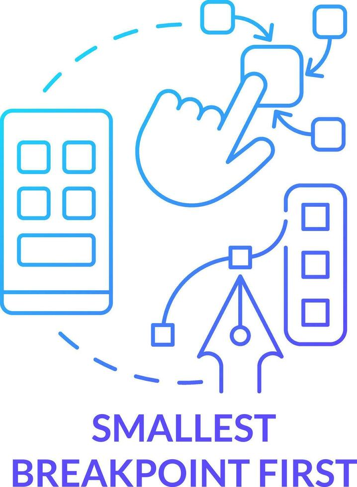 Smallest breakpoint first blue gradient concept icon. Website development. Mobile first design process abstract idea thin line illustration. Isolated outline drawing vector