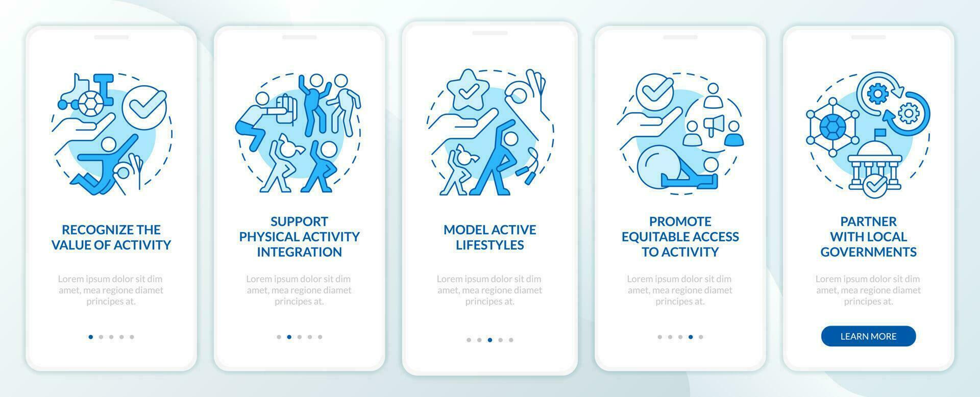 School leaders preparedness blue onboarding mobile app screen. Walkthrough 5 steps editable graphic instructions with linear concepts. UI, UX, GUI template vector