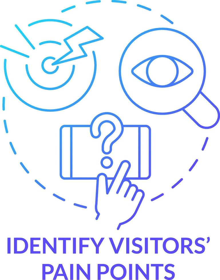 Identify visitors pain points blue gradient concept icon. User interaction. Mobile first key element abstract idea thin line illustration. Isolated outline drawing vector