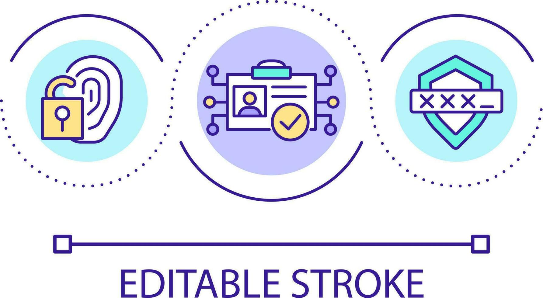 Protecting sensitive employee information loop concept icon. Computer security abstract idea thin line illustration. Manage digital identity. Isolated outline drawing. Editable stroke vector