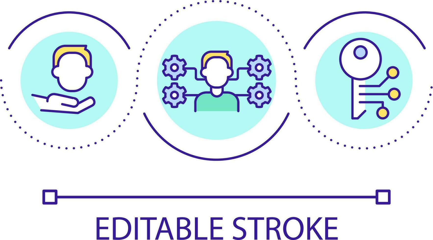 Privileged access management loop concept icon. Gaining special permissions abstract idea thin line illustration. Administrator user. Isolated outline drawing. Editable stroke vector