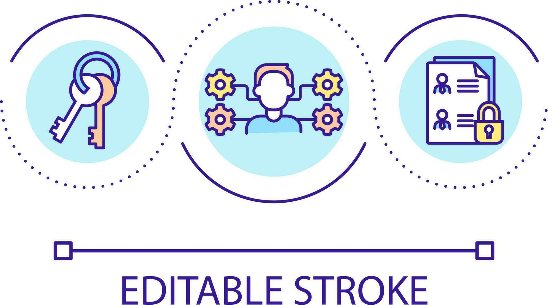 User roles and permissions loop concept icon. Managing access to folder and file abstract idea thin line illustration. Security system. Isolated outline drawing. Editable stroke vector