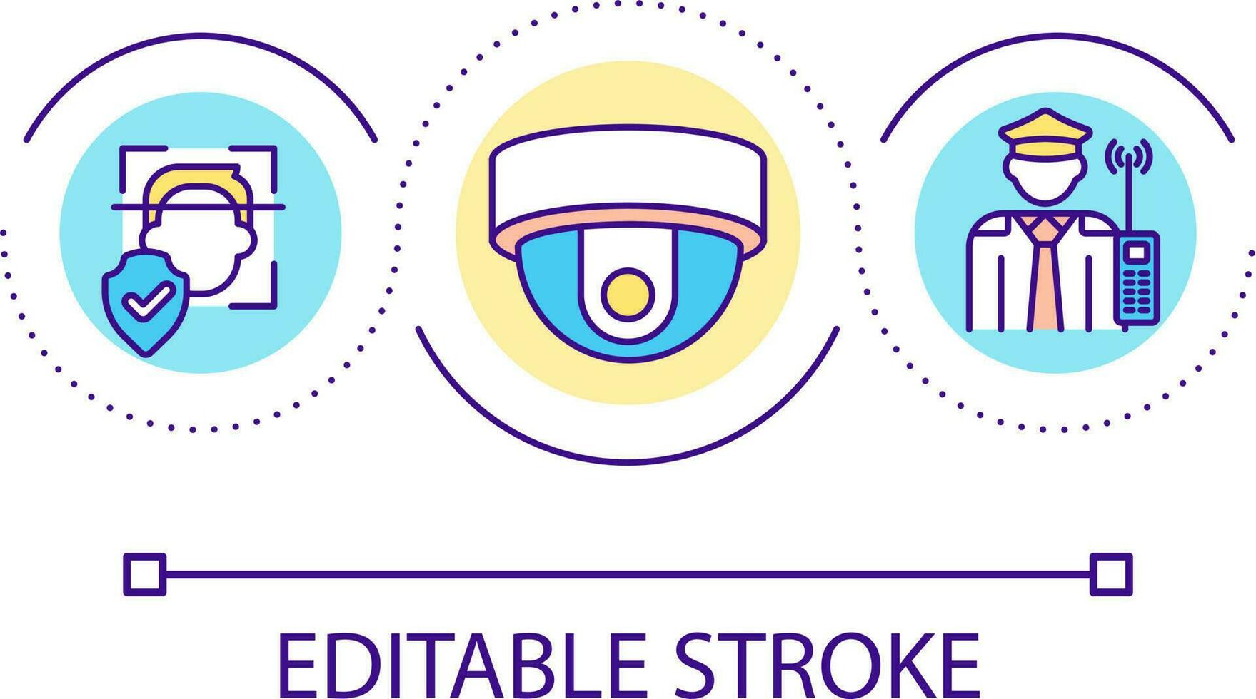 Surveillance system loop concept icon. Security camera abstract idea thin line illustration. Real time monitoring. Facial recognition. Isolated outline drawing. Editable stroke vector