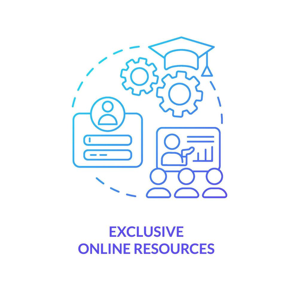Exclusive digital resources blue gradient concept icon. Meetups. Internship. Online networking abstract idea thin line illustration. Isolated outline drawing vector