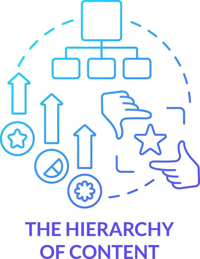 Hierarchy of content blue gradient concept icon. Website arrangement. Mobile first design process abstract idea thin line illustration. Isolated outline drawing vector