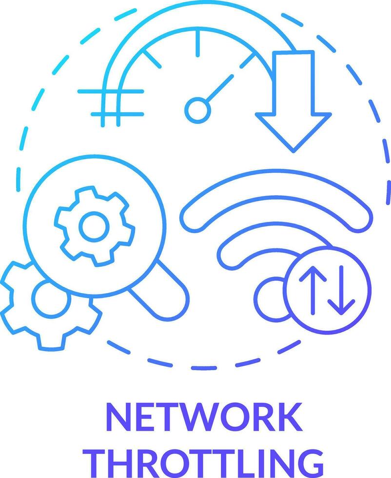 Network throttling blue gradient concept icon. Speed limiting. Mobile first design testing abstract idea thin line illustration. Isolated outline drawing vector