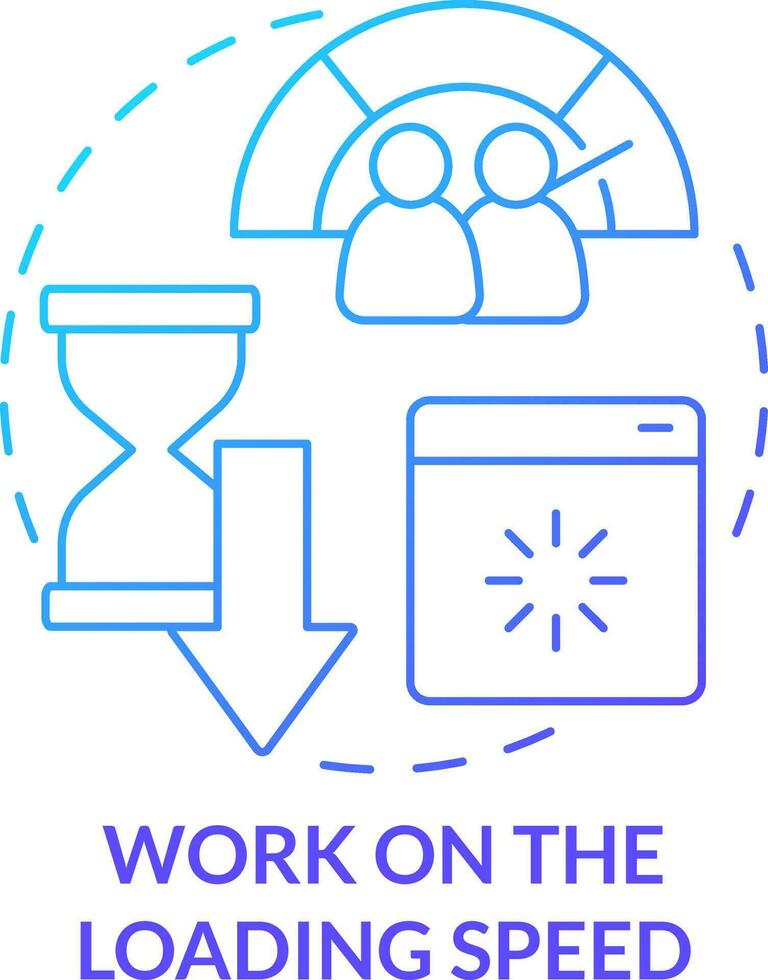 Work on loading speed blue gradient concept icon. User experience. Mobile first key element abstract idea thin line illustration. Isolated outline drawing vector