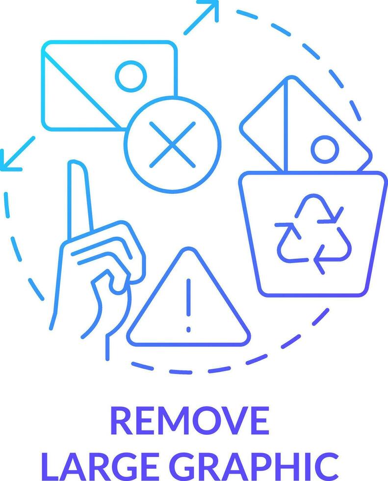 Remove large graphic blue gradient concept icon. Visual content. Mobile first design process abstract idea thin line illustration. Isolated outline drawing vector