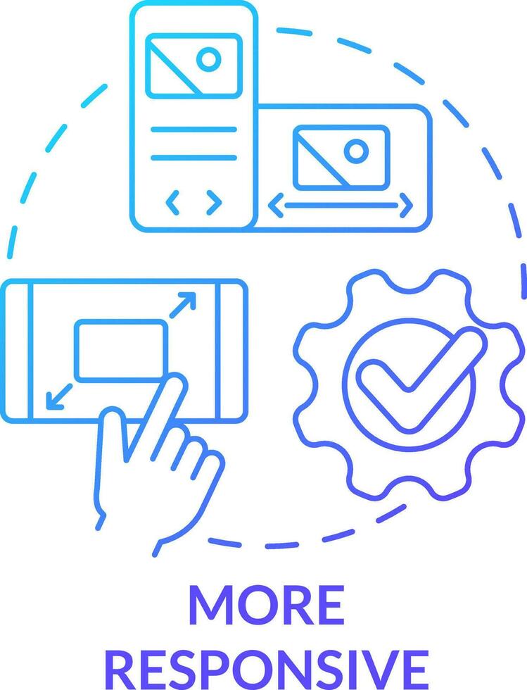 More responsive blue gradient concept icon. Flexible screen size. Advantage of mobile first design abstract idea thin line illustration. Isolated outline drawing vector