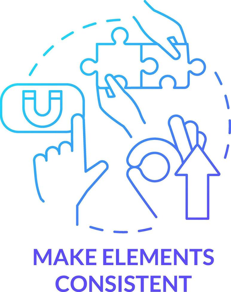 Make elements consistent blue gradient concept icon. Website design. Mobile first key element abstract idea thin line illustration. Isolated outline drawing vector