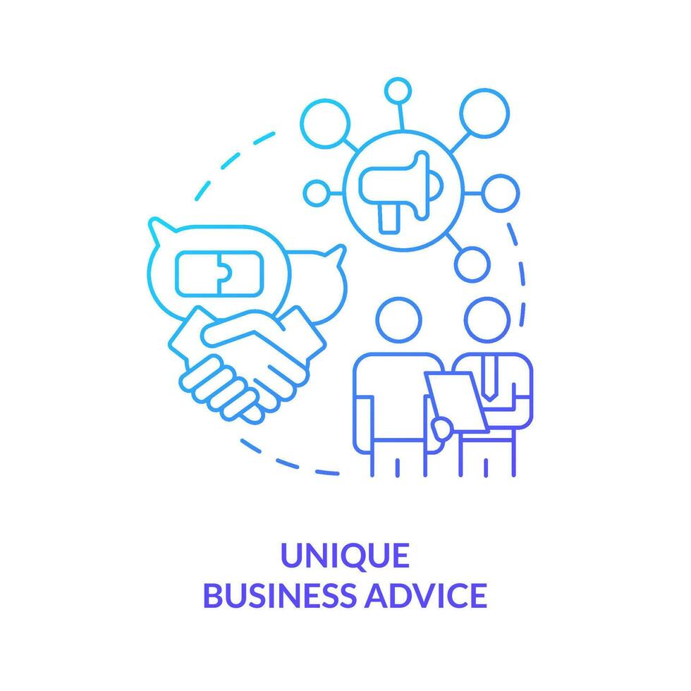 Unique business advice blue gradient concept icon. Providing business help. Mentoring and support abstract idea thin line illustration. Isolated outline drawing vector