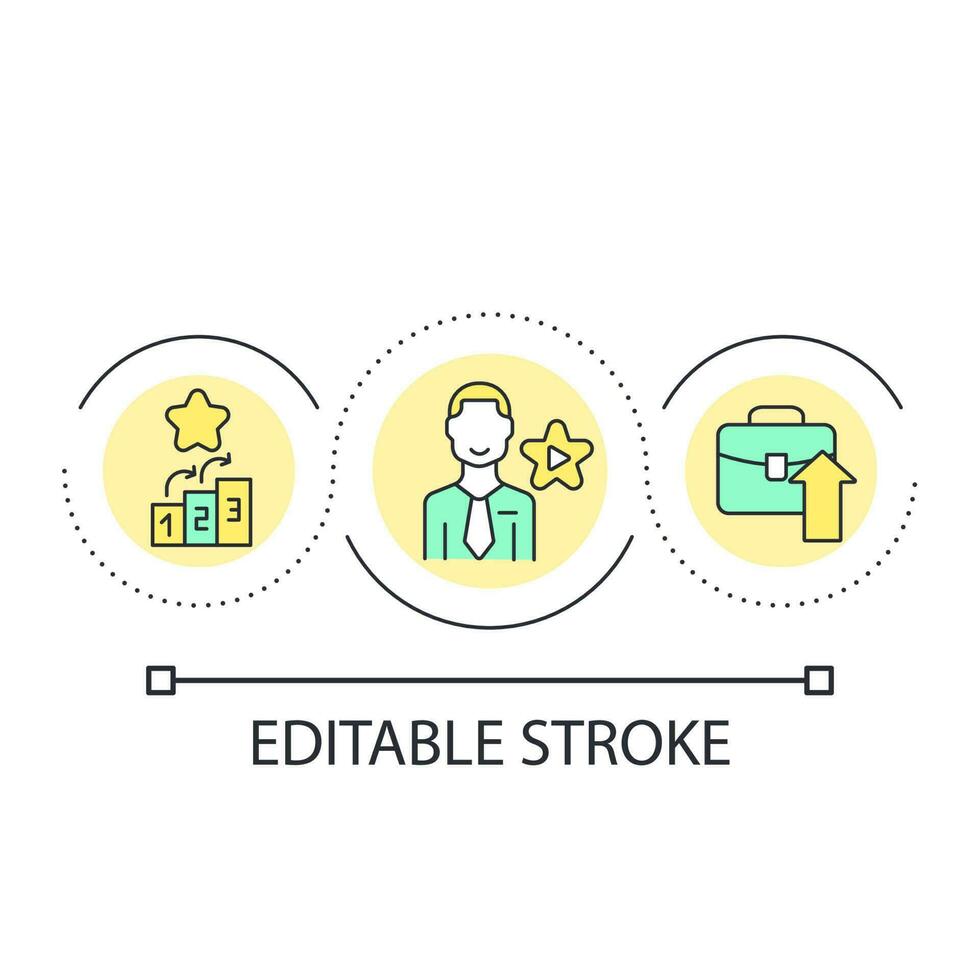 Career development loop concept icon. Satisfied employee progress abstract idea thin line illustration. Worker potential growth. Isolated outline drawing. Editable stroke vector