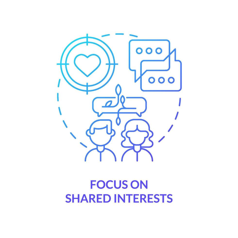 Focus on shared interests blue gradient concept icon. Building long-term relationship. Friendship abstract idea thin line illustration. Isolated outline drawing vector